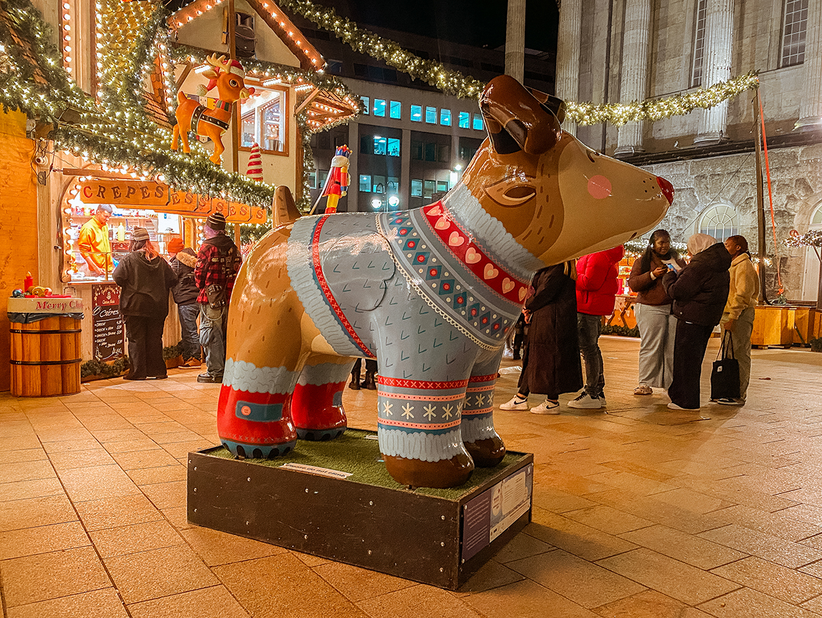 Ru Dog Snowdog at the Frankfurt Christmas Market in Victoria Square. Picture Central BID Birmingham
