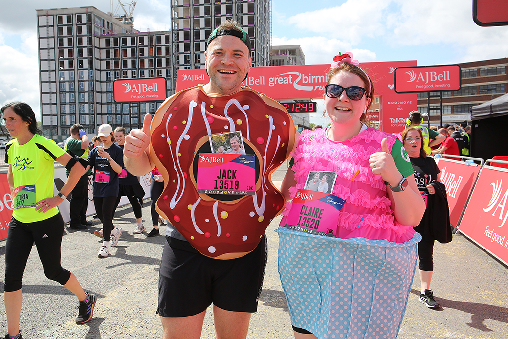 The AJ Bell Great Birmingham Run finish line at Smithfield