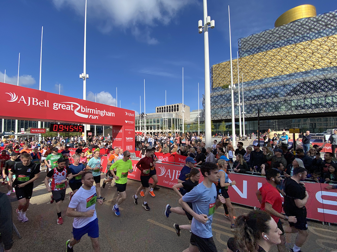 The Library of Birmingham provided the backdrop for the start line of the AJ Bell Great Birmingham Run