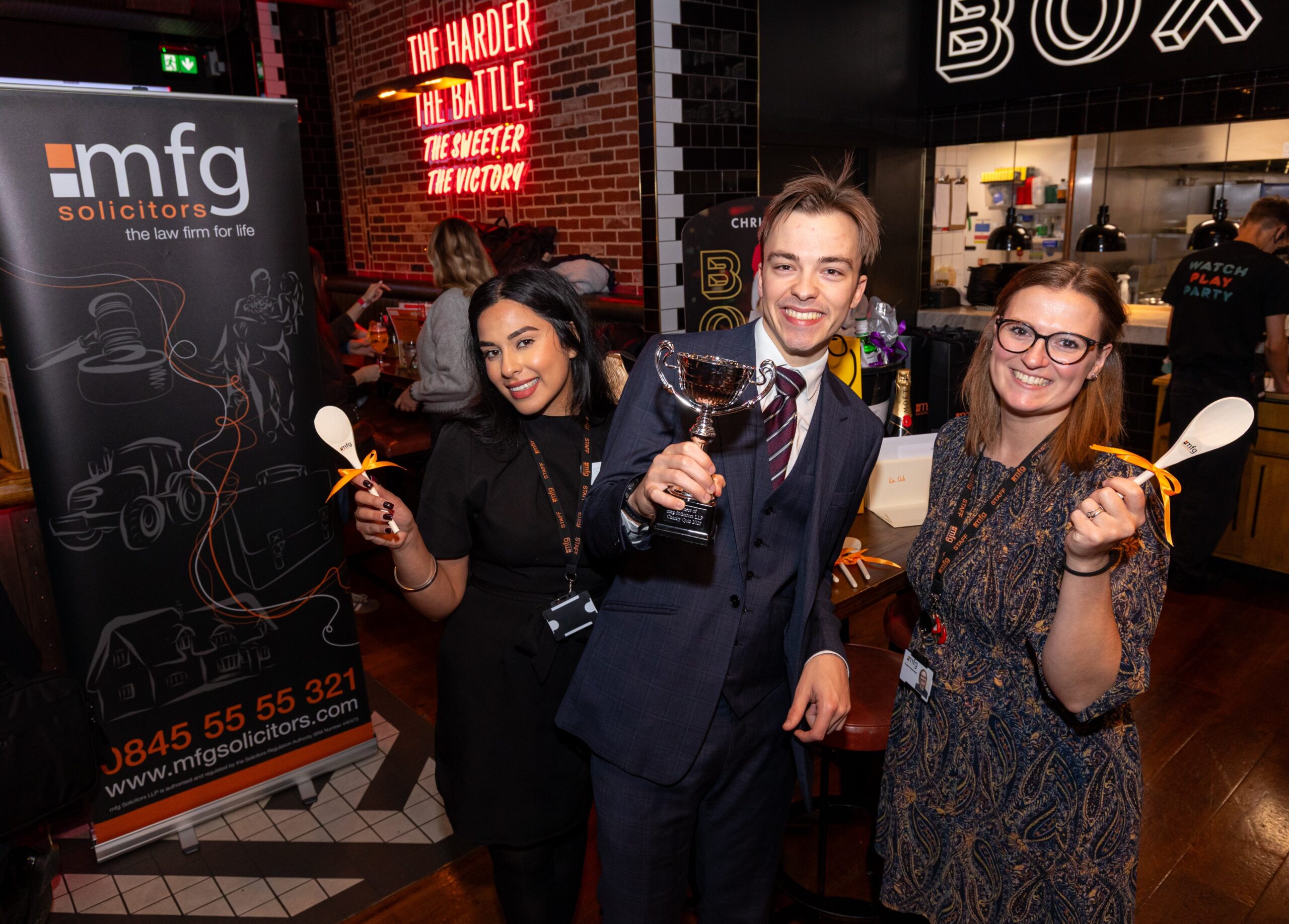 l r Kiran Kaur, Jack Cook and Sophie Shakeshaft