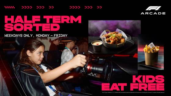 F1® Arcade to offer free kids’ meals throughout May Half Term.