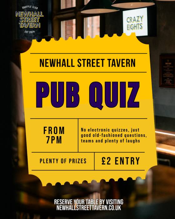 Newhall Street Tavern Pub Quiz